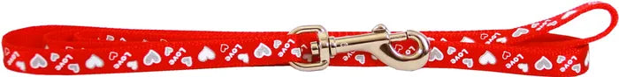 BEAU PET LEASH REFL LOVE HEARTS RED