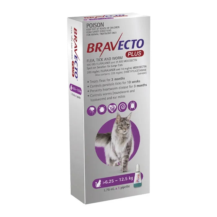 BRAVECTO PLUS CAT LARGE PURPLE 6.25-12.5KG