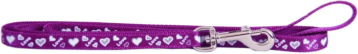 BEAU PET LEAD REFL LOVE HEARTS PURPLE