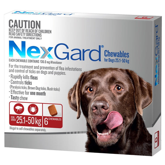 NEXGARD CHEWS LARGE DOG 25-50KG 6PK