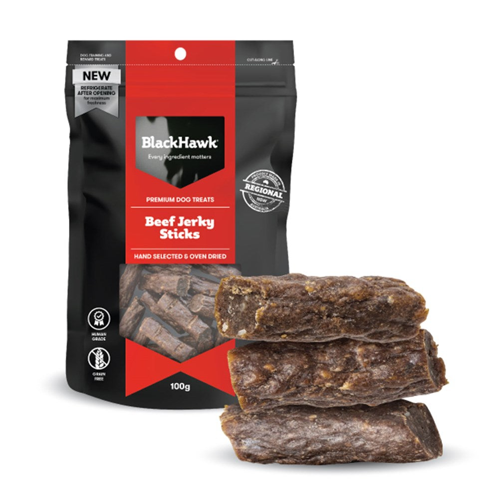 BLACK HAWK DOG BEEF STICKS TREATS 100G