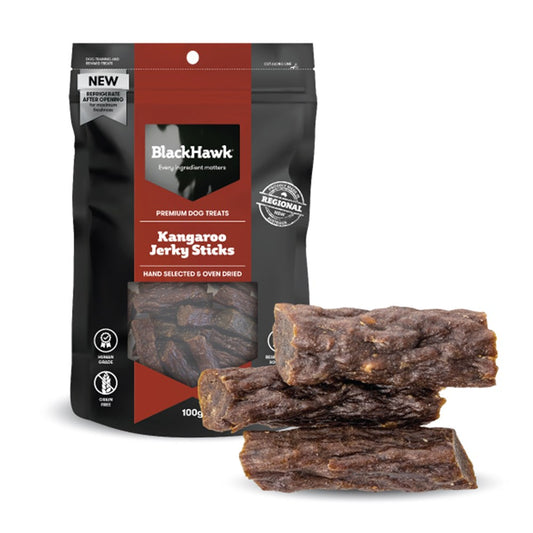 BLACK HAWK DOG KANGAROO STICKS TREATS 100G