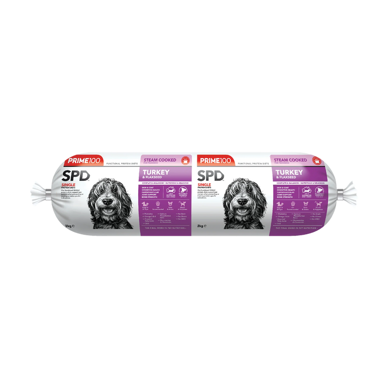 PRIME 100 SPD TURKEY & FLAXSEED ROLL 2KG