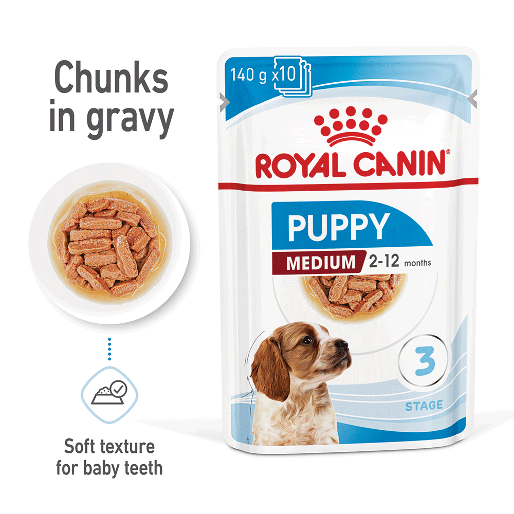 ROYAL CANIN DOG WET MED PUPPY BOX 10PK