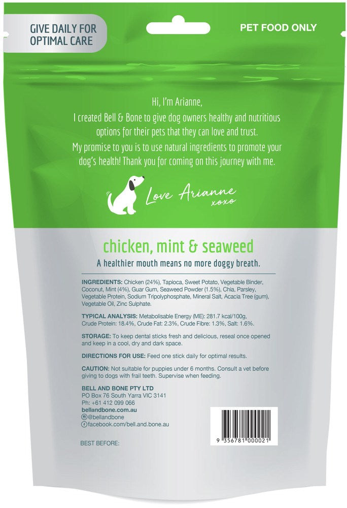 **BELL & BONE DENTAL STICKS CHICKEN, MINT & SEAWEED LARGE 231G