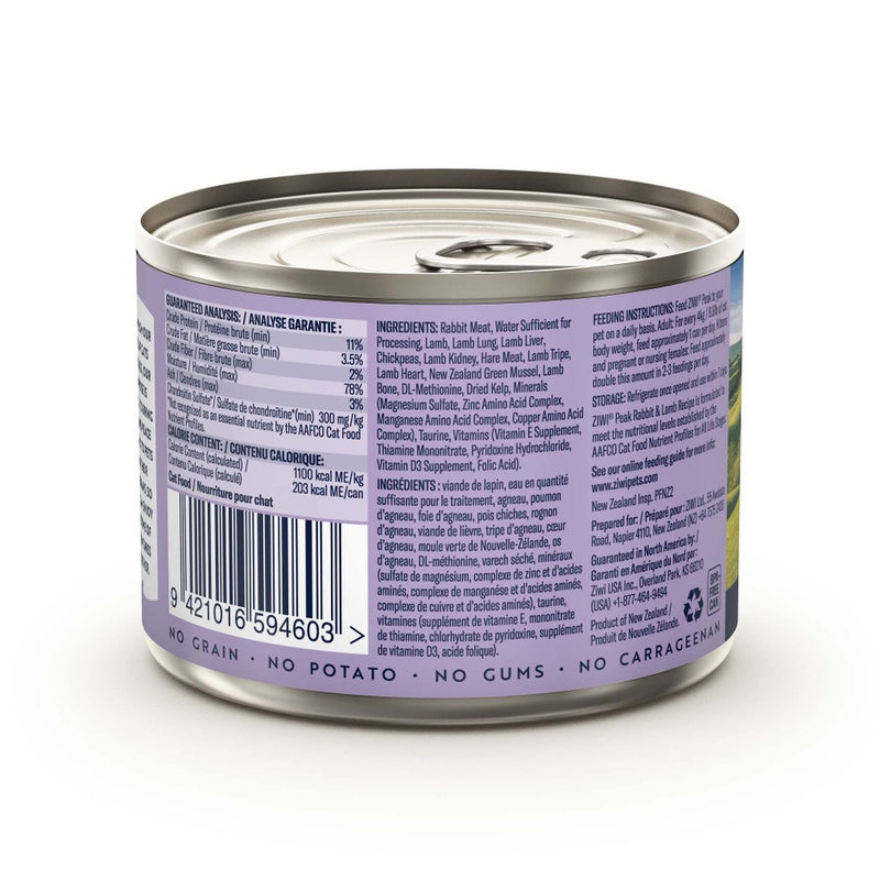 ZIWI PEAK CAT CAN RABBIT & LAMB 185GM