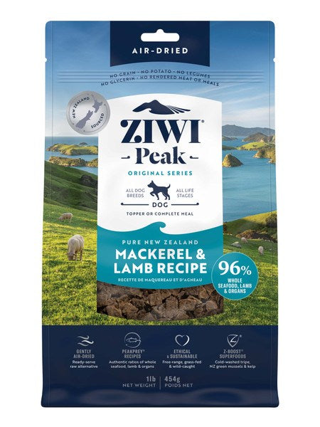 ZIWI PEAK DOG AIR DRIED MACKEREL & LAMB 454GM