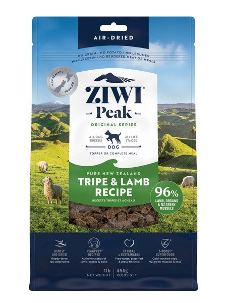 ZIWI PEAK DOG AIR DRIED TRIPE & LAMB 454GM